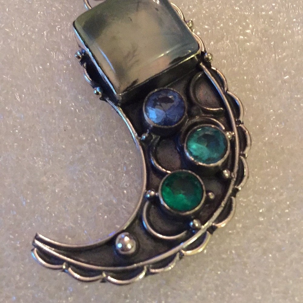 925 prehnite & gem pendent - Picture 4 of 4